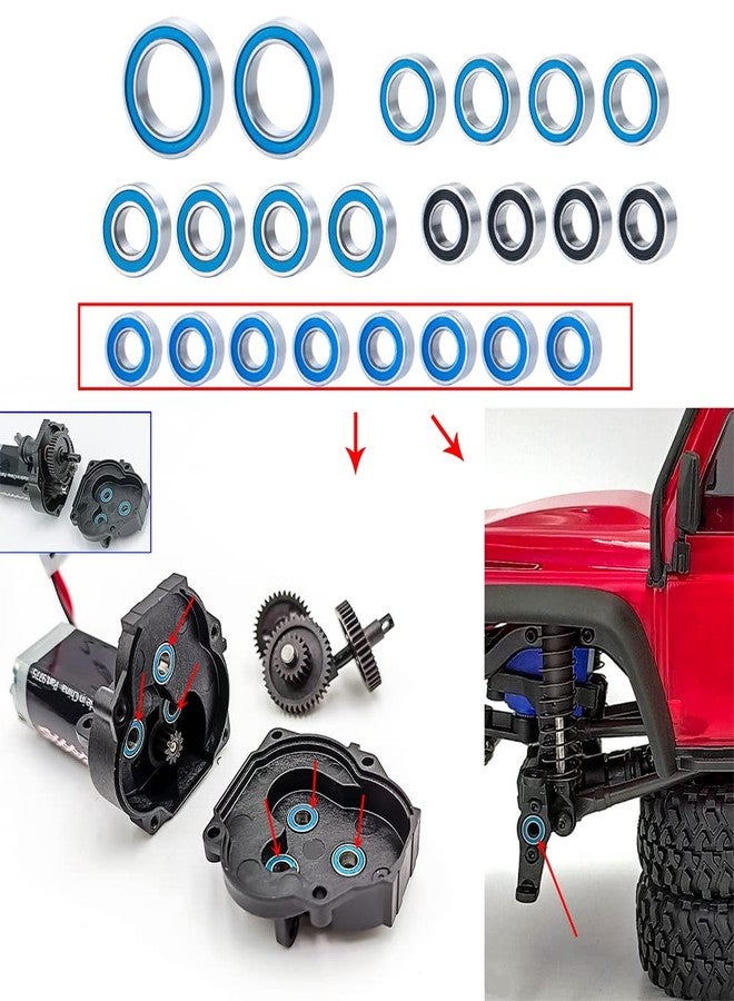 WEFEINO 22Pcs Metal Wheel Hubs Axle Blue Sealed Bearing Kit for 1/18 TRX-4M Bronco RC Crawler Car - Image 5
